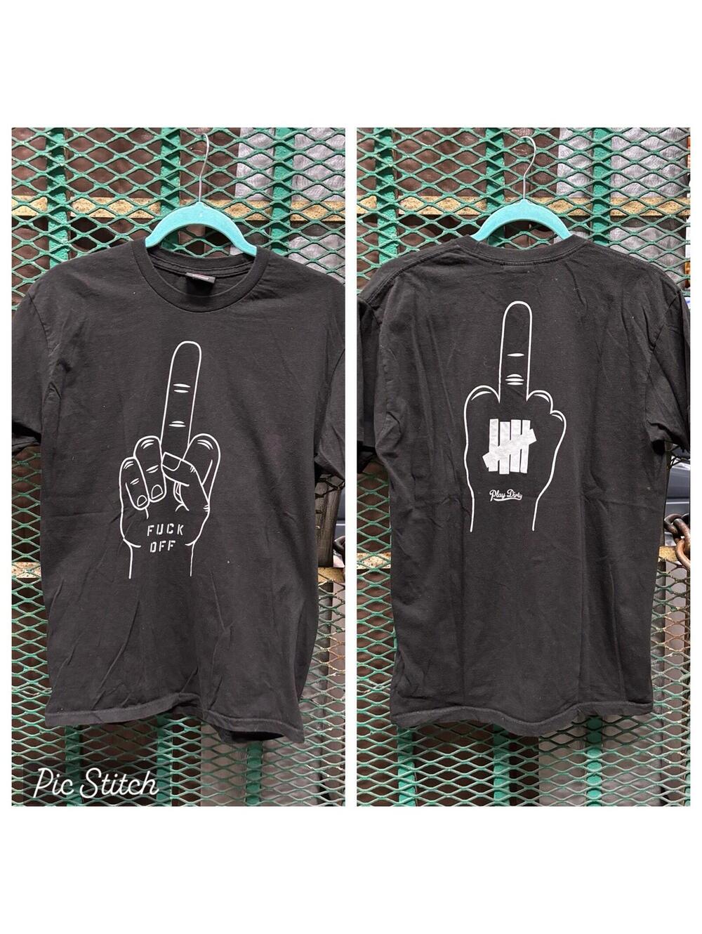 RARE VTG Y2K Undefeated Middle Finger Black Shirt Medium UNDFTD PLAY DIRTY F OFF